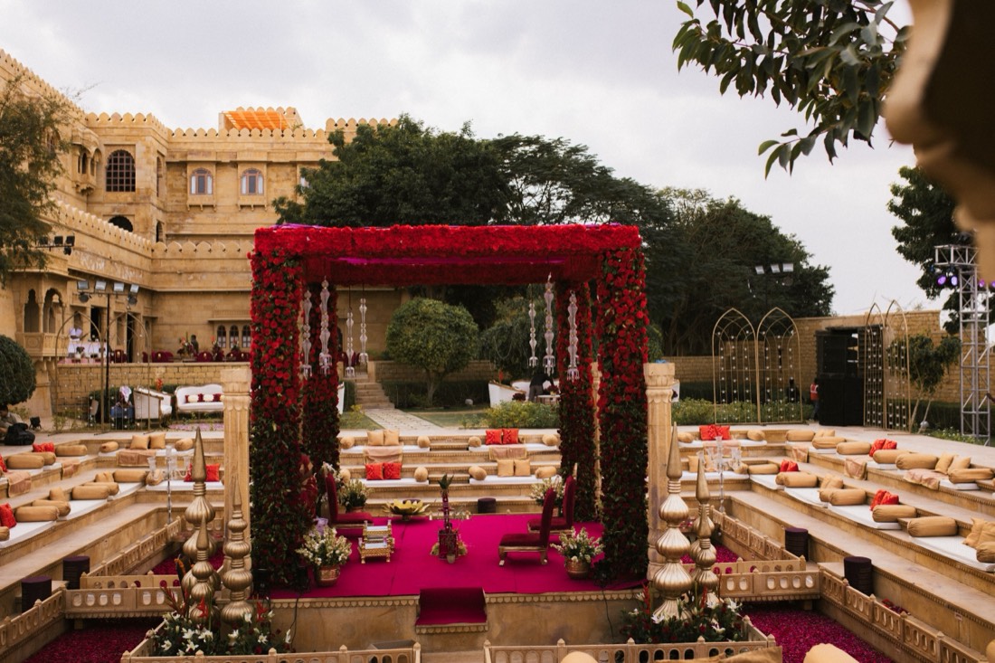 Pastel destination wedding mandap styled by SGR Decorators